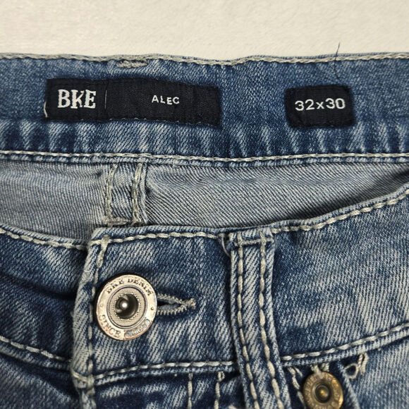 Buckle‎ BKE Alec Distressed Thick Stitch Straight Blue Men 32X30 (29x29) Stretch - Picture 3 of 12